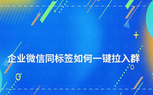 企業(yè)微信相同標(biāo)簽客戶如何一鍵拉入群