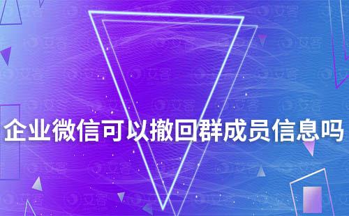 企業(yè)微信可以撤回群成員信息嗎